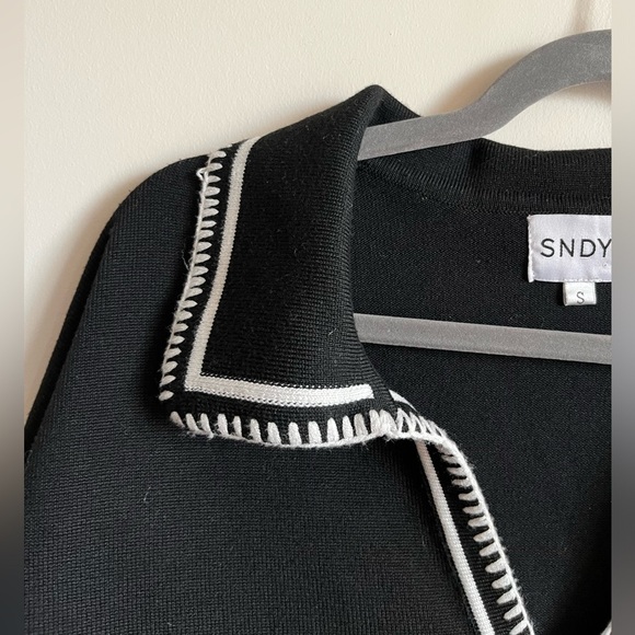 SNDYS Arlington Collared Sweater in Black & White Size Small - Picture 7 of 13